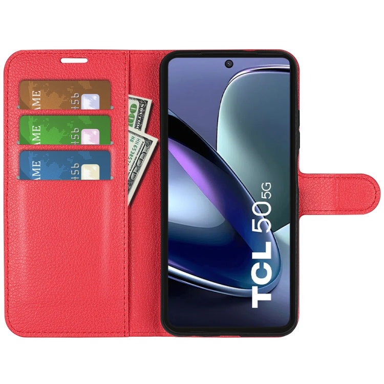 For TCL 50 5G Litchi Texture Horizontal Flip Leather Phone Case with Holder