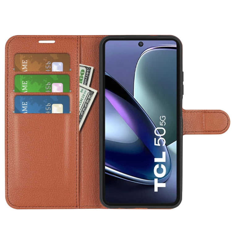 For TCL 50 5G Litchi Texture Horizontal Flip Leather Phone Case with Holder