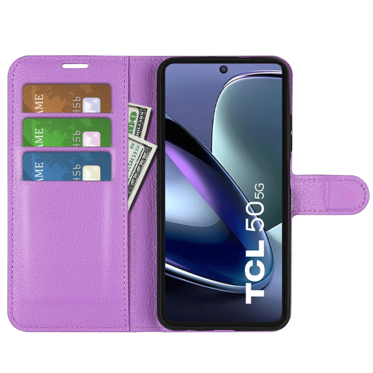 For TCL 50 5G Litchi Texture Horizontal Flip Leather Phone Case with Holder