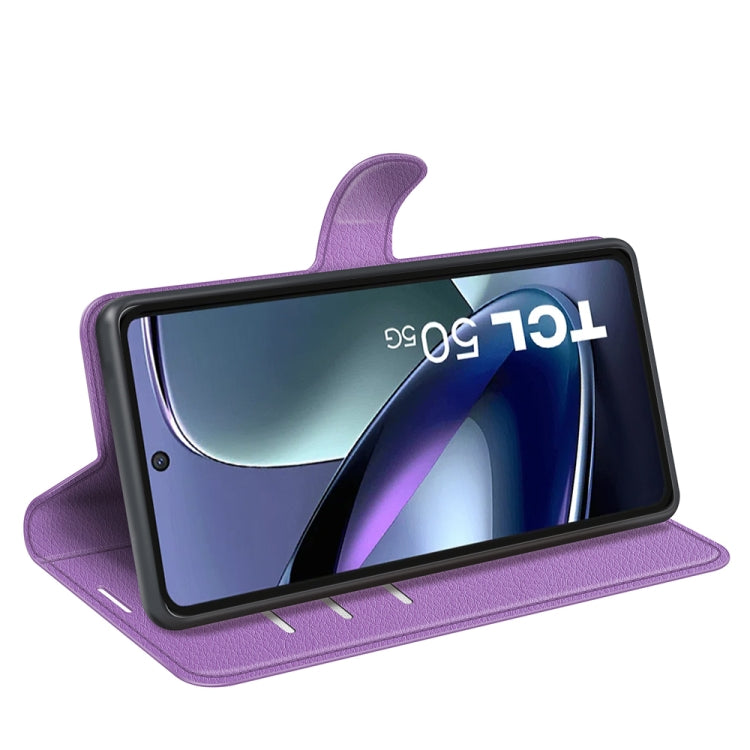 For TCL 50 5G Litchi Texture Horizontal Flip Leather Phone Case with Holder