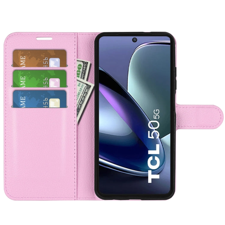 For TCL 50 5G Litchi Texture Horizontal Flip Leather Phone Case with Holder