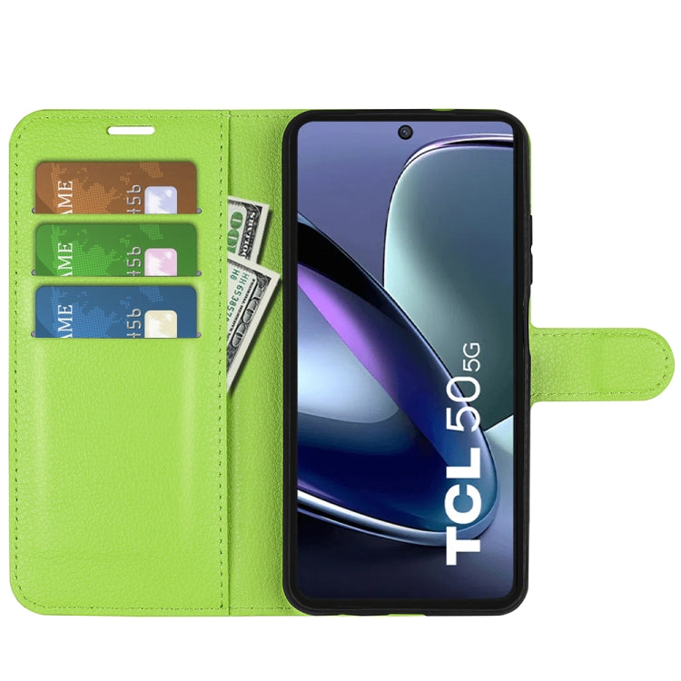 For TCL 50 5G Litchi Texture Horizontal Flip Leather Phone Case with Holder
