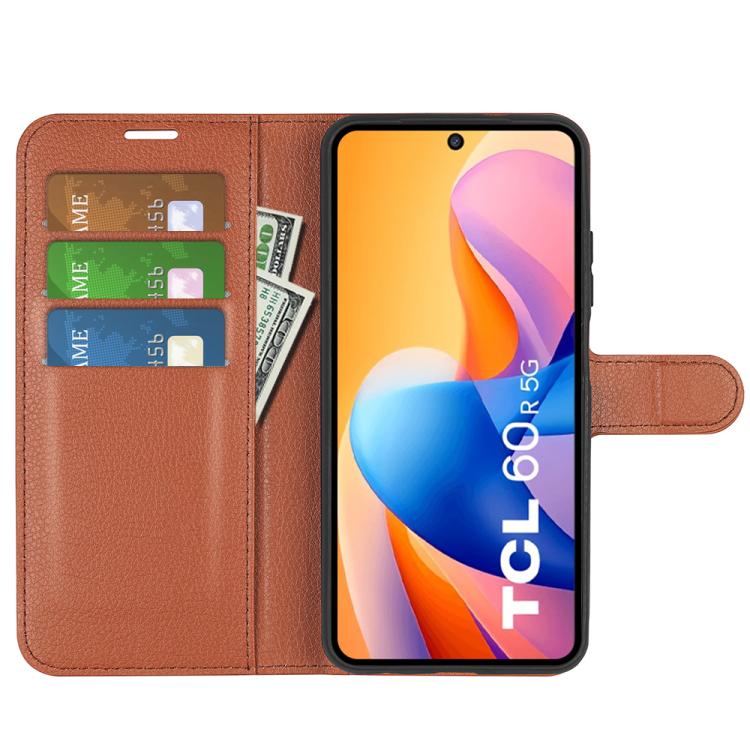 For TCL 60R 5G / 60 5G Litchi Texture Horizontal Flip Leather Phone Case with Holder