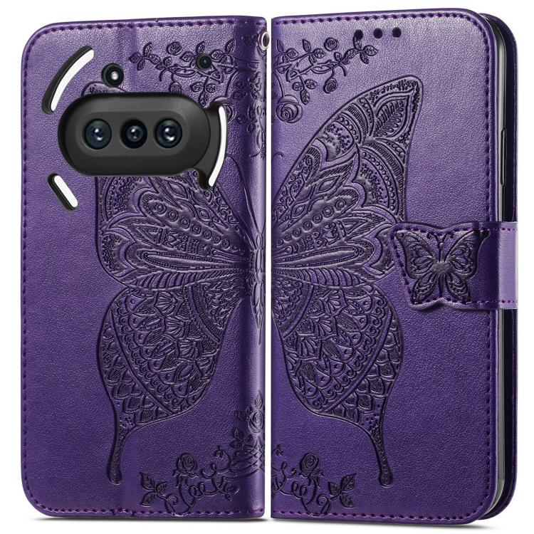 For Nothing Phone 3a Butterfly Love Flower Embossed Leather Phone Case