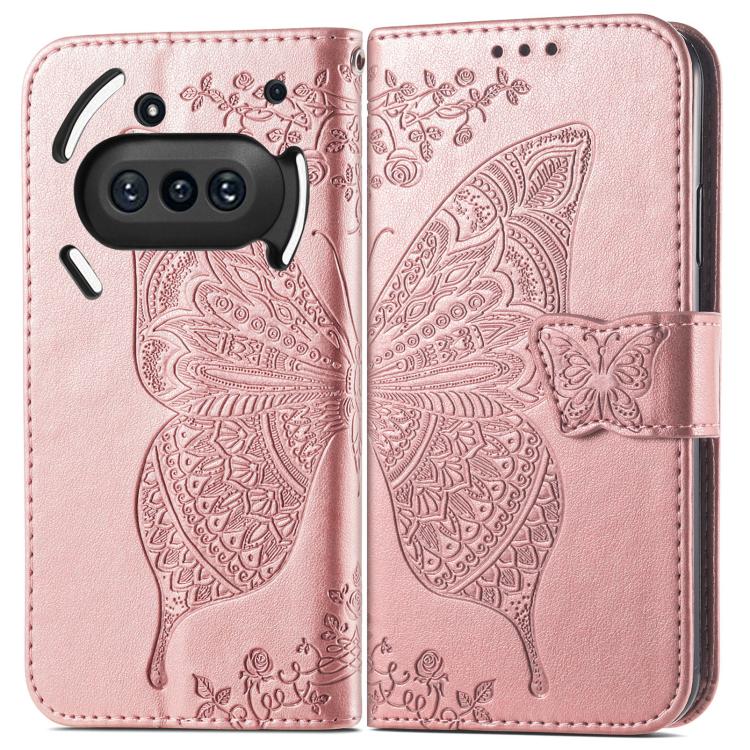 For Nothing Phone 3a Butterfly Love Flower Embossed Leather Phone Case