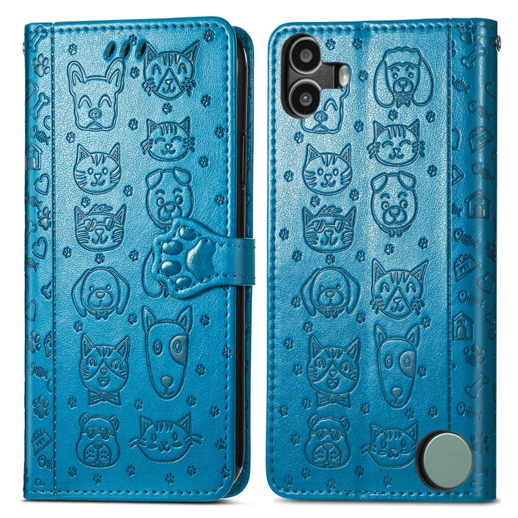 For Nothing CMF Phone 1 Cat and Dog Embossed Leather Phone Case