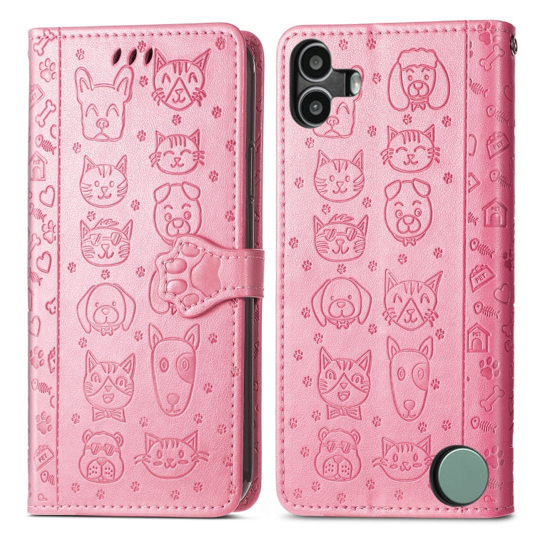 For Nothing CMF Phone 1 Cat and Dog Embossed Leather Phone Case