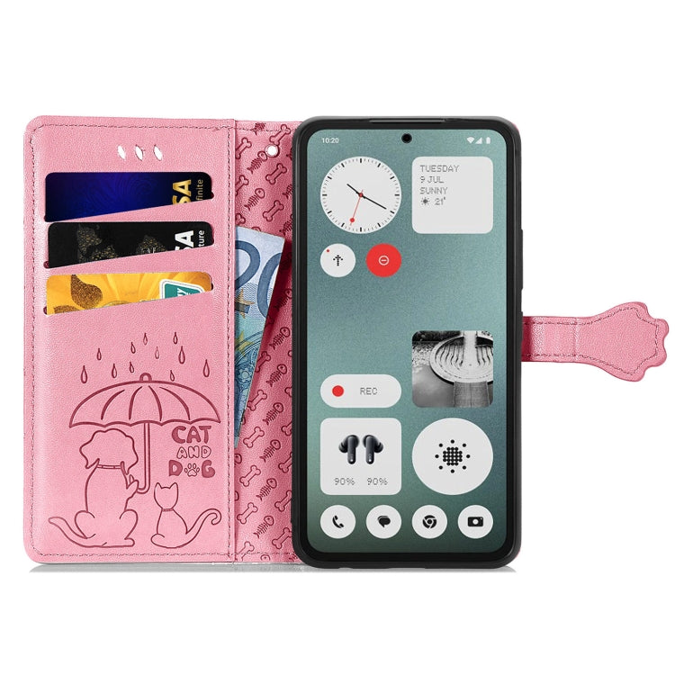 For Nothing CMF Phone 1 Cat and Dog Embossed Leather Phone Case