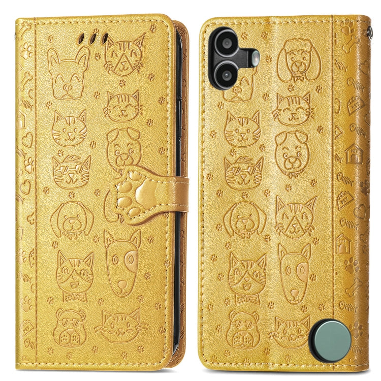 For Nothing CMF Phone 1 Cat and Dog Embossed Leather Phone Case
