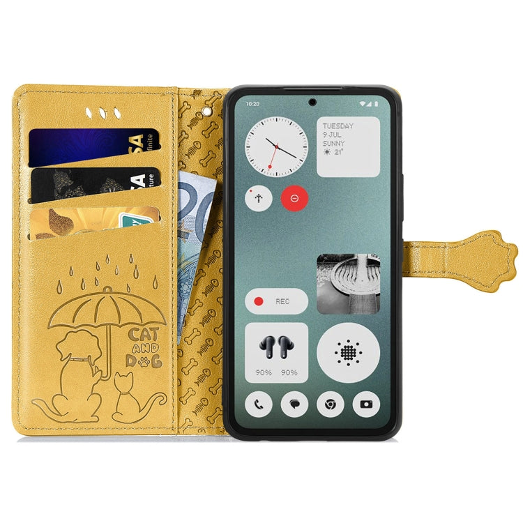 For Nothing CMF Phone 1 Cat and Dog Embossed Leather Phone Case