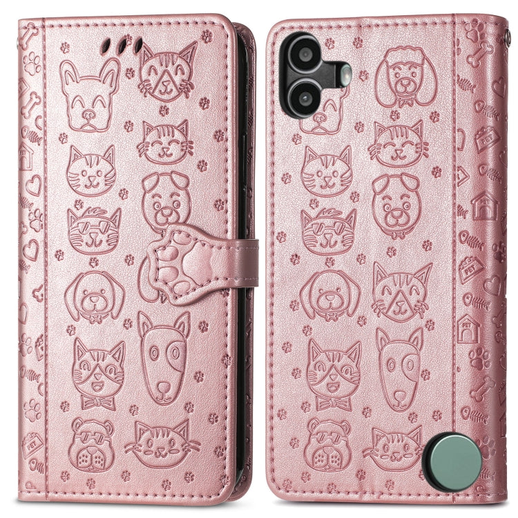 For Nothing CMF Phone 1 Cat and Dog Embossed Leather Phone Case