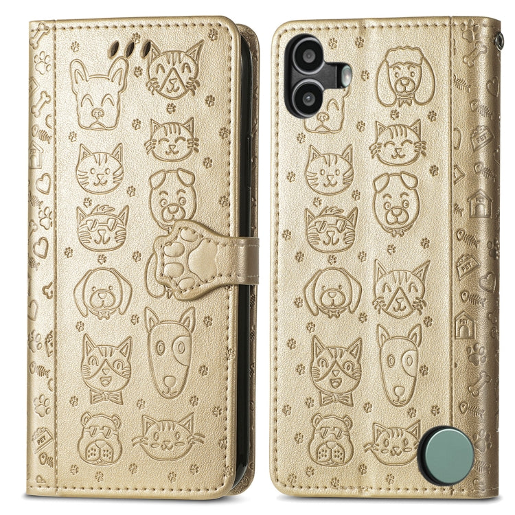 For Nothing CMF Phone 1 Cat and Dog Embossed Leather Phone Case