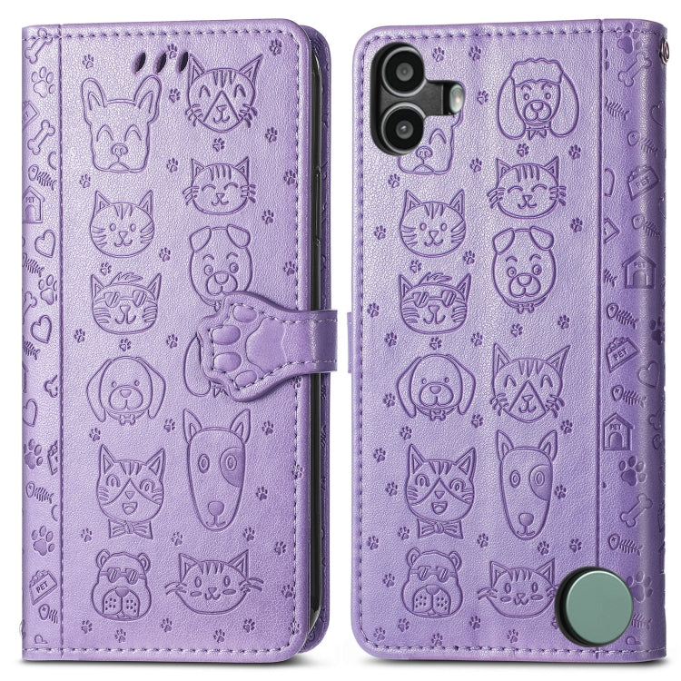 For Nothing CMF Phone 1 Cat and Dog Embossed Leather Phone Case