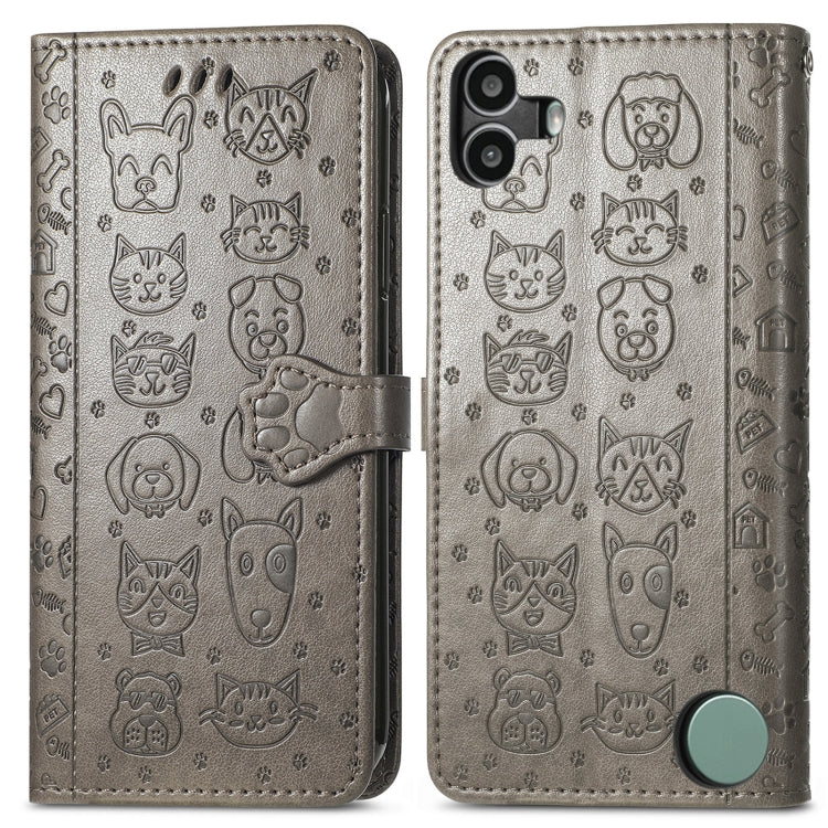 For Nothing CMF Phone 1 Cat and Dog Embossed Leather Phone Case
