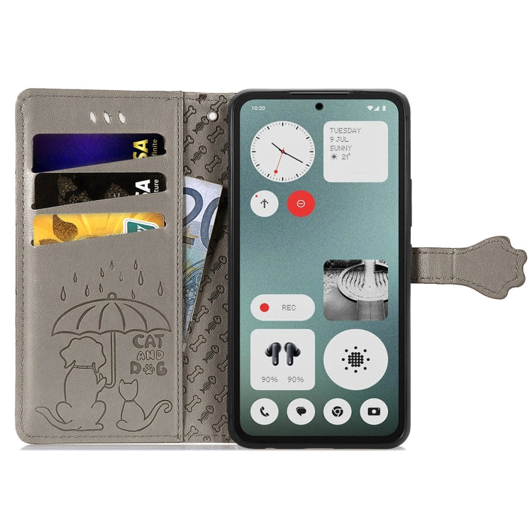 For Nothing CMF Phone 1 Cat and Dog Embossed Leather Phone Case