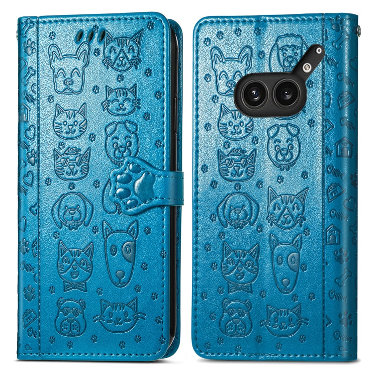 For Nothing Phone 2a Plus Cat and Dog Embossed Leather Phone Case