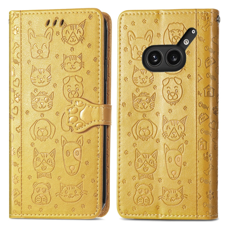 For Nothing Phone 2a Plus Cat and Dog Embossed Leather Phone Case