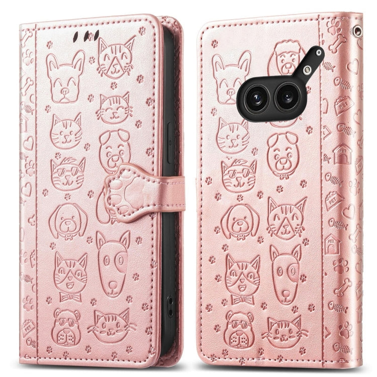 For Nothing Phone 2a Plus Cat and Dog Embossed Leather Phone Case