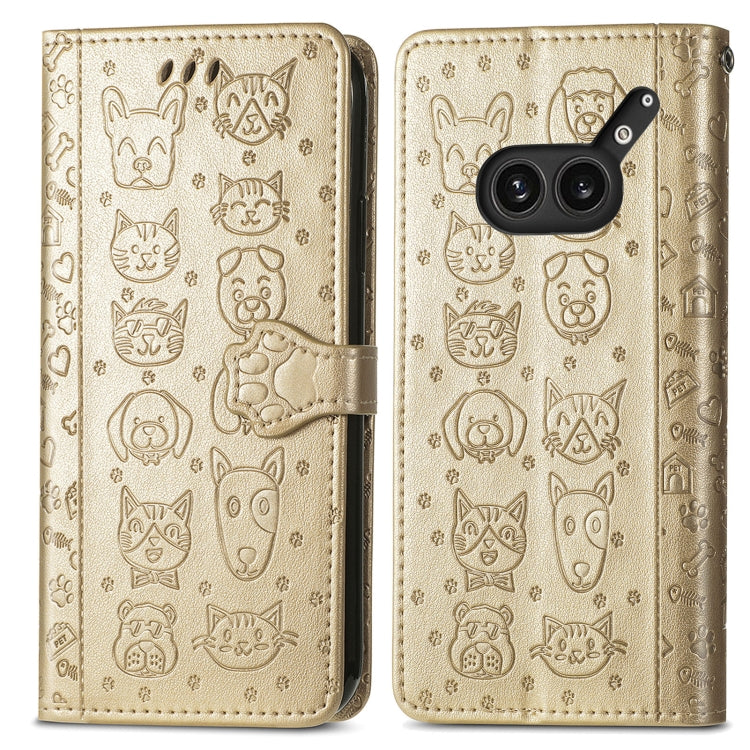 For Nothing Phone 2a Plus Cat and Dog Embossed Leather Phone Case