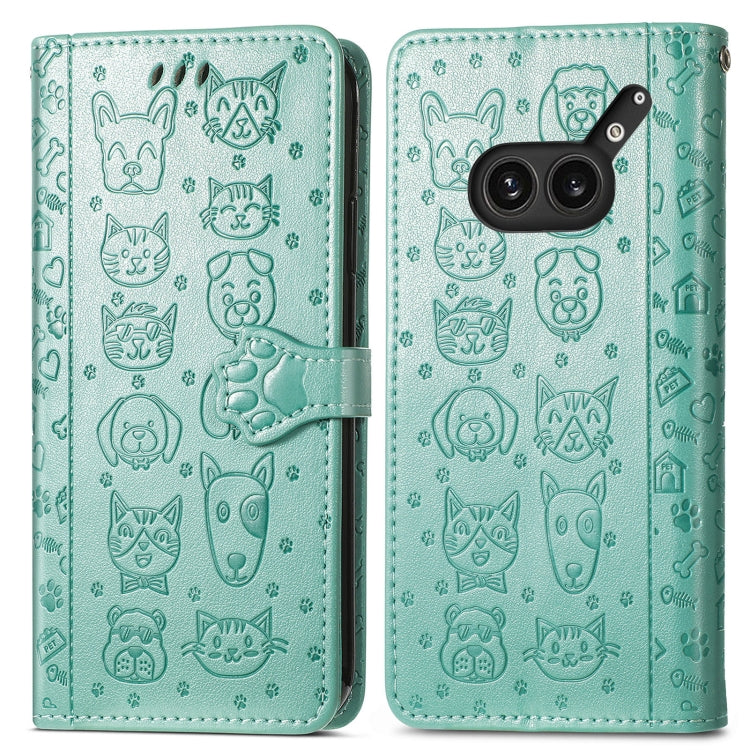 For Nothing Phone 2a Plus Cat and Dog Embossed Leather Phone Case