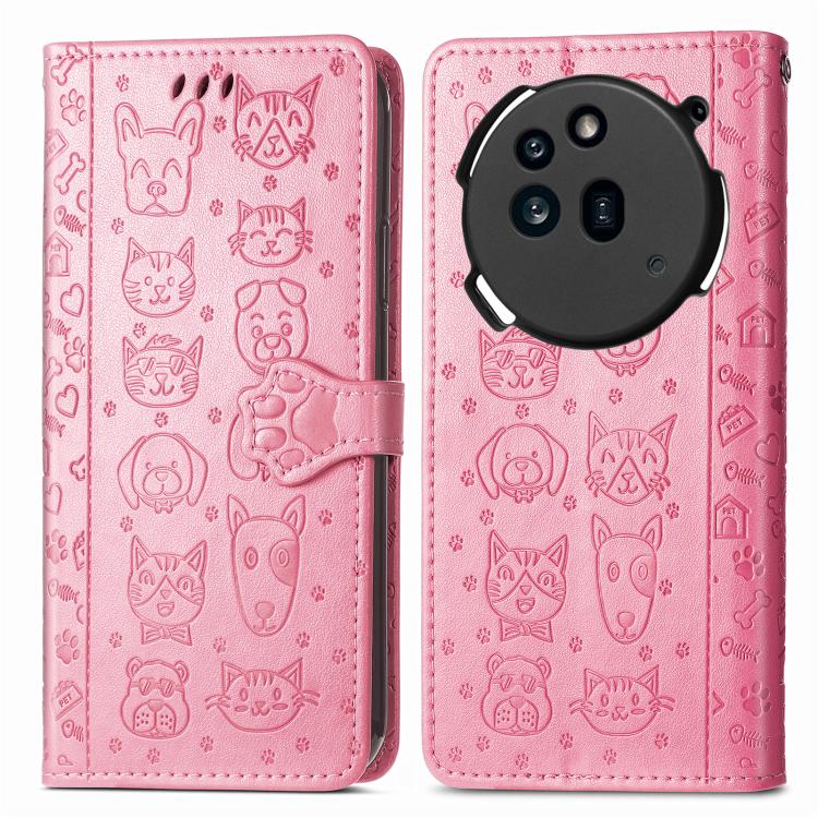 For Nothing Phone 3a Cat and Dog Embossed Leather Phone Case