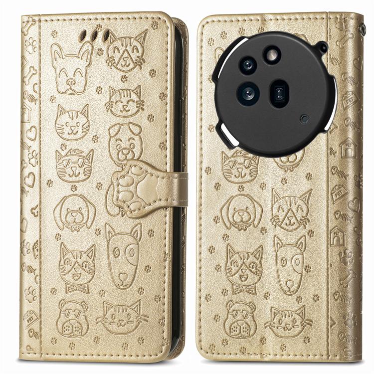 For Nothing Phone 3a Cat and Dog Embossed Leather Phone Case