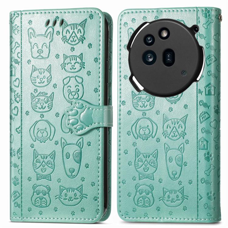 For Nothing Phone 3a Cat and Dog Embossed Leather Phone Case