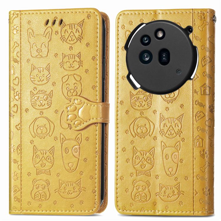 For Nothing Phone 3a Pro Cat and Dog Embossed Leather Phone Case