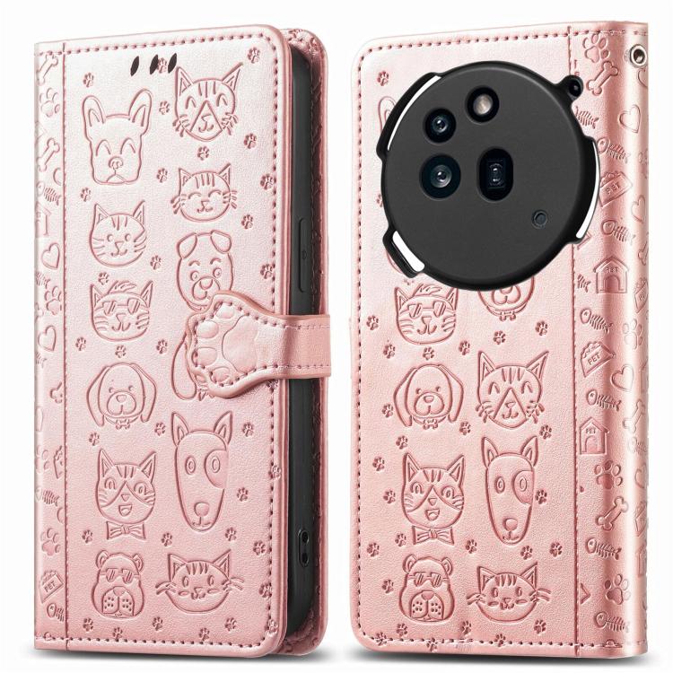For Nothing Phone 3a Pro Cat and Dog Embossed Leather Phone Case