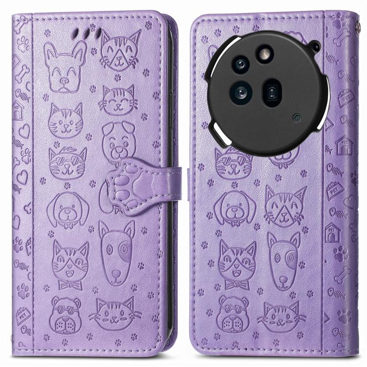 For Nothing Phone 3a Pro Cat and Dog Embossed Leather Phone Case
