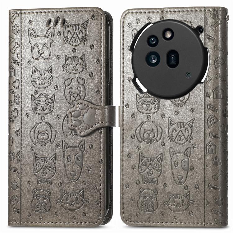 For Nothing Phone 3a Pro Cat and Dog Embossed Leather Phone Case