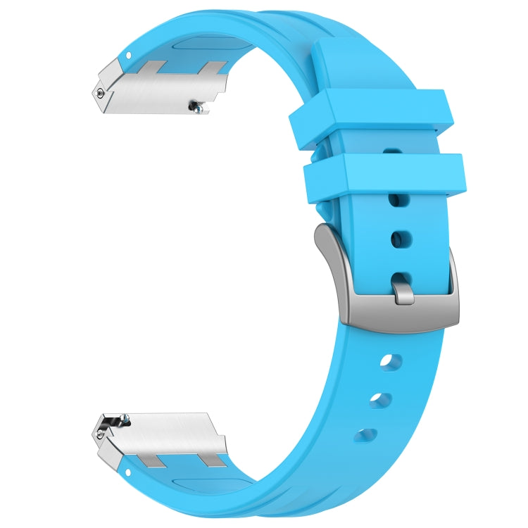 For Amazfit Bip U 20mm Quick Release Silver Buckle Royal Silicone Watch Band