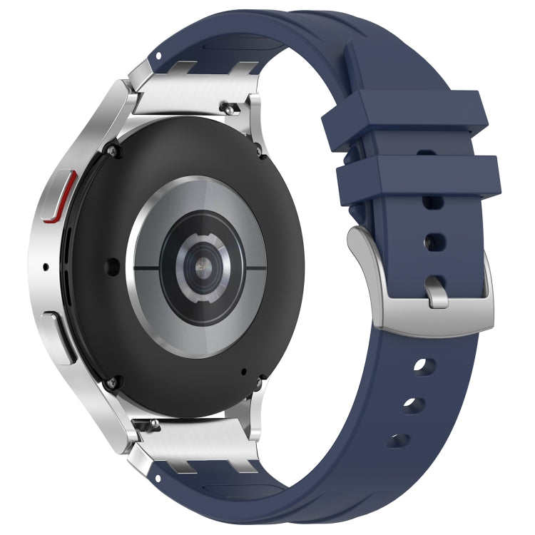 For Amazfit Active 20mm Quick Release Silver Buckle Royal Silicone Watch Band
