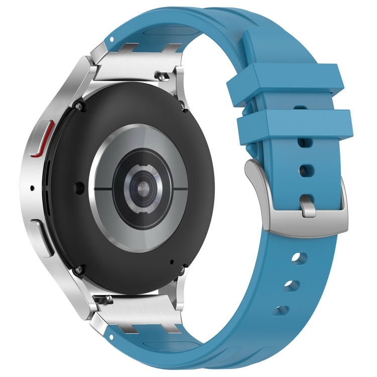 For Amazfit Active 20mm Quick Release Silver Buckle Royal Silicone Watch Band