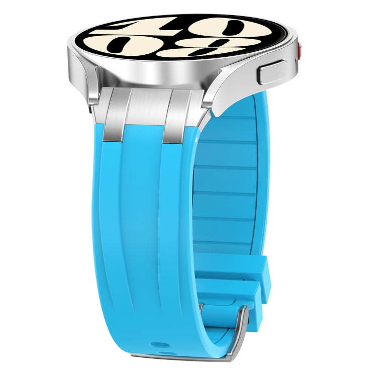 For Amazfit Active 20mm Quick Release Silver Buckle Royal Silicone Watch Band