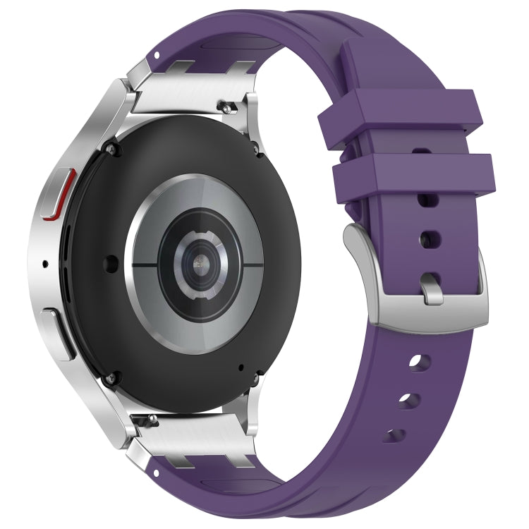 For Amazfit GTS4 Mini 20mm Quick Release Silver Buckle Royal Silicone Watch Band