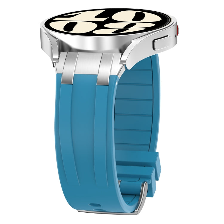 For Amazfit Bip3 20mm Quick Release Silver Buckle Royal Silicone Watch Band