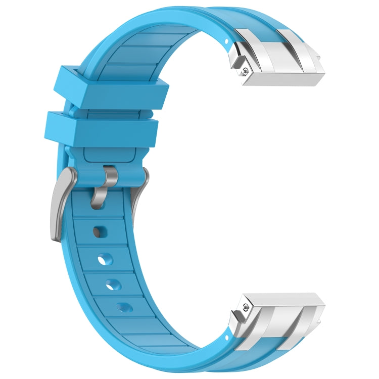 For Amazfit Pop Pro 20mm Quick Release Silver Buckle Royal Silicone Watch Band