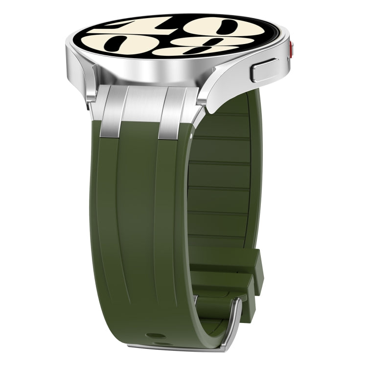 For Amazfit Pop 20mm Quick Release Silver Buckle Royal Silicone Watch Band
