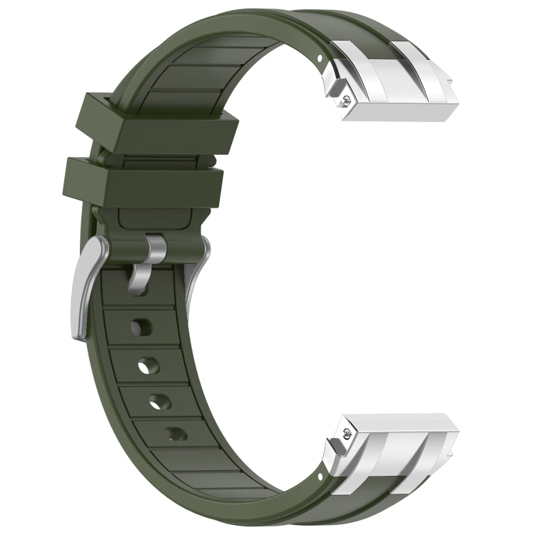 For Amazfit Pop 20mm Quick Release Silver Buckle Royal Silicone Watch Band