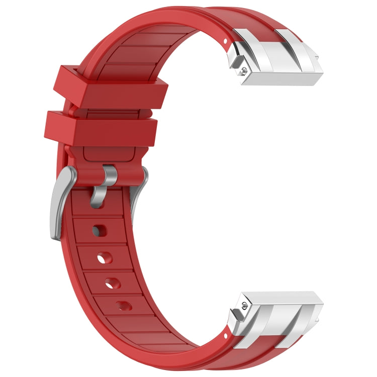 For Amazfit Pop 20mm Quick Release Silver Buckle Royal Silicone Watch Band