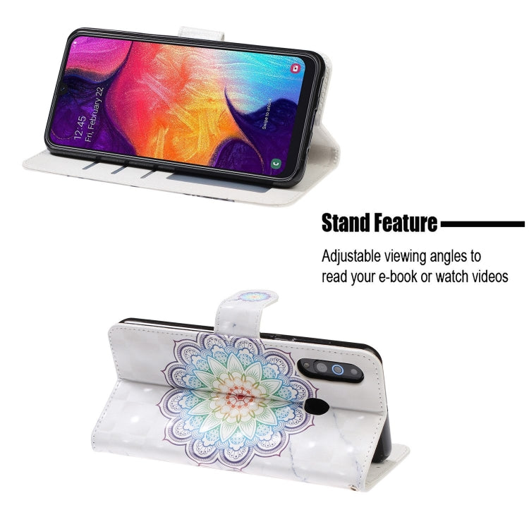 3D Visual Painting Left And Right Open Leather Case for Galaxy M30 , With Bracket & Card Slot & Wallet & Bracelet