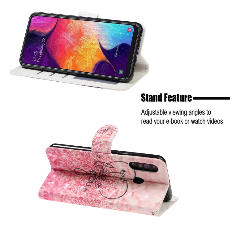 3D Visual Painting Left And Right Open Leather Case for Galaxy M30 , With Bracket & Card Slot & Wallet & Bracelet