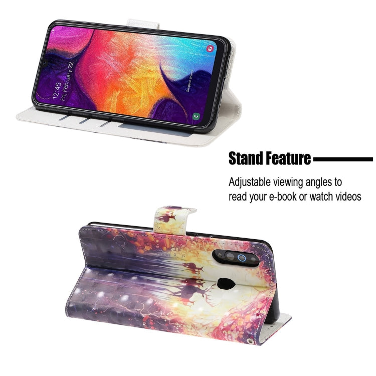 3D Visual Painting Left And Right Open Leather Case for Galaxy M30 , With Bracket & Card Slot & Wallet & Bracelet