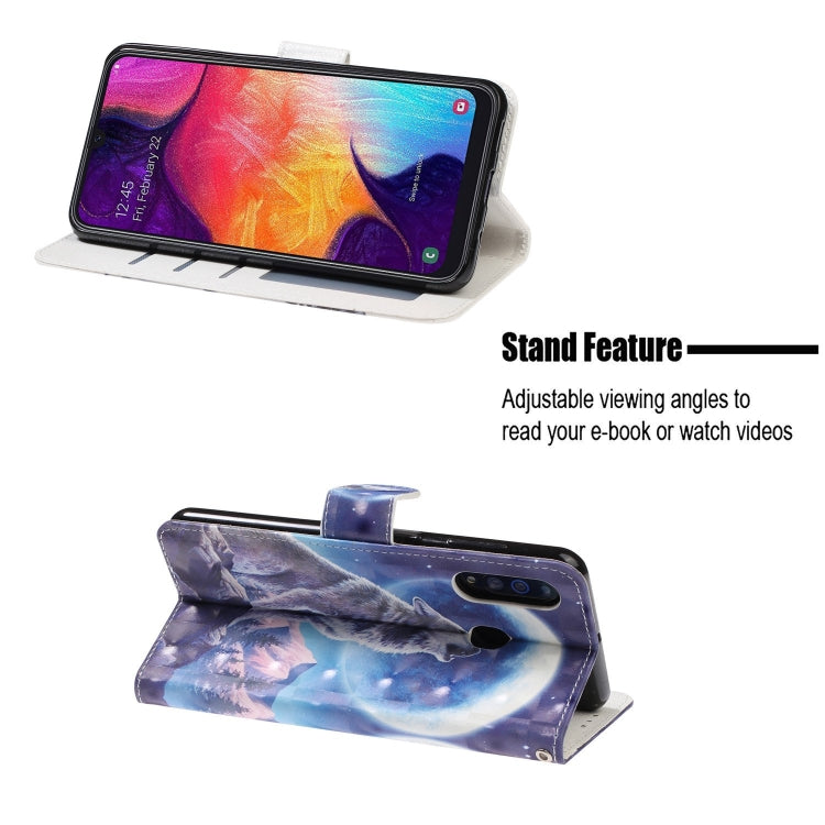 3D Visual Painting Left And Right Open Leather Case for Galaxy M30 , With Bracket & Card Slot & Wallet & Bracelet