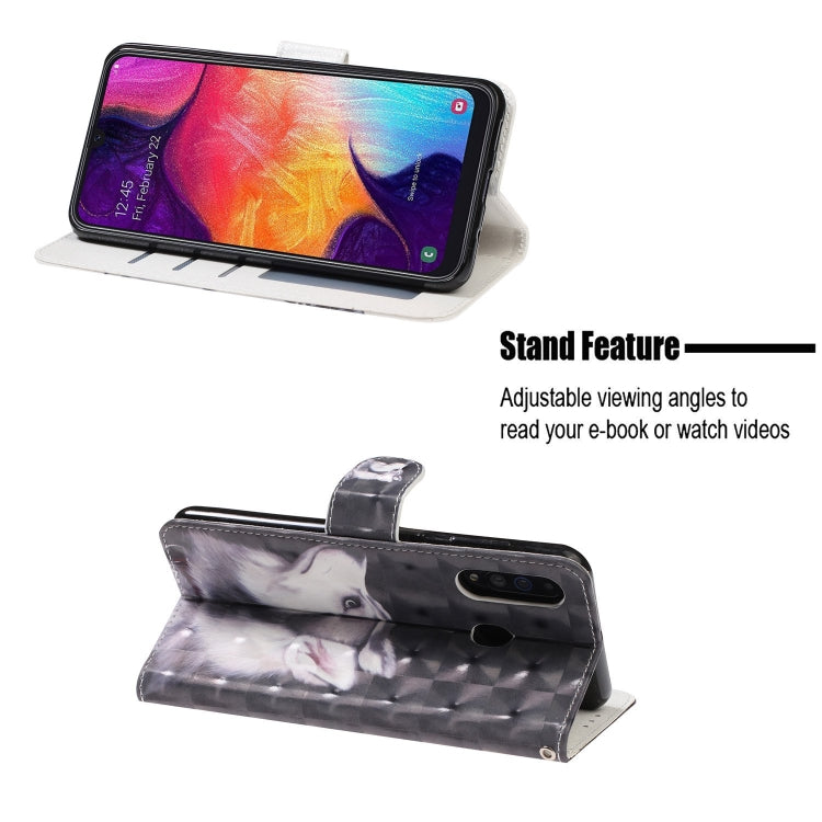 3D Visual Painting Left And Right Open Leather Case for Galaxy M30 , With Bracket & Card Slot & Wallet & Bracelet