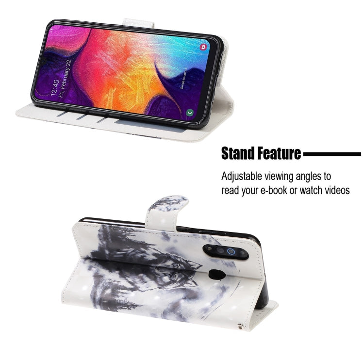 3D Visual Painting Left And Right Open Leather Case for Galaxy M30 , With Bracket & Card Slot & Wallet & Bracelet