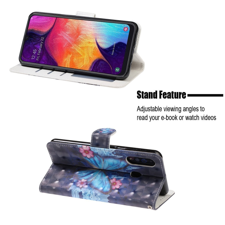 3D Visual Painting Left And Right Open Leather Case for Galaxy M30 , With Bracket & Card Slot & Wallet & Bracelet