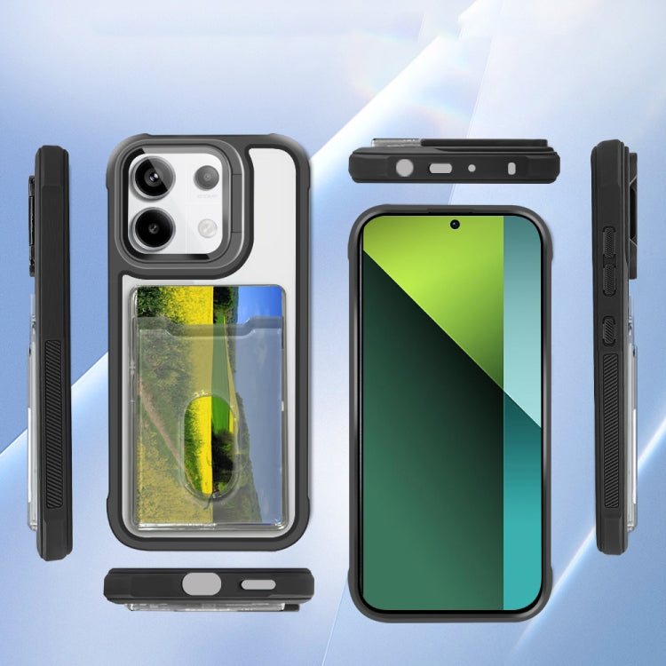 For Xiaomi Redmi Note 13 Pro 5G Card Bag Holder Acrylic Hybrid TPU Phone Case
