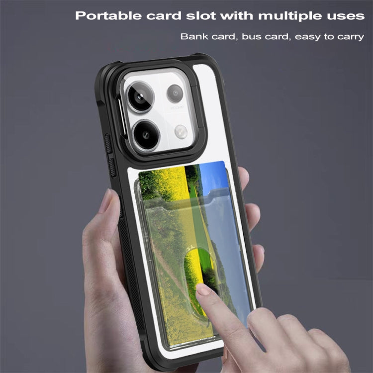 For Xiaomi Redmi Note 13 Pro 5G Card Bag Holder Acrylic Hybrid TPU Phone Case